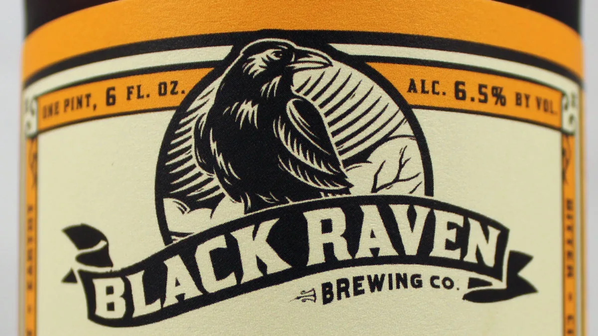 BeakTweaker Label Close-up of beer label showing Black Raven logo